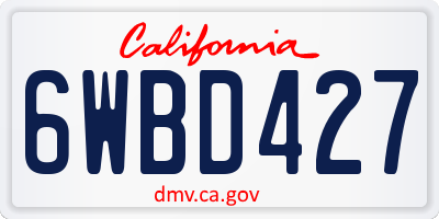 CA license plate 6WBD427