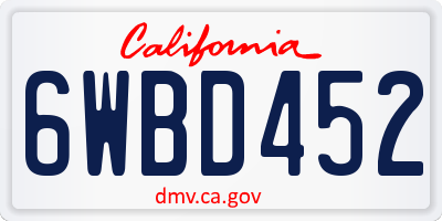 CA license plate 6WBD452