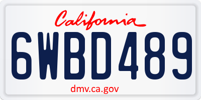 CA license plate 6WBD489