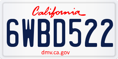 CA license plate 6WBD522