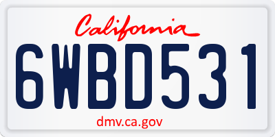 CA license plate 6WBD531