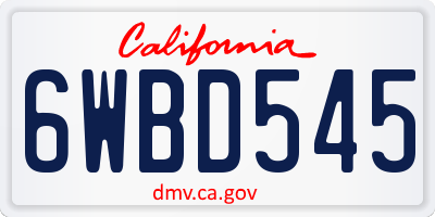 CA license plate 6WBD545