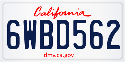 CA license plate 6WBD562
