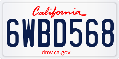 CA license plate 6WBD568