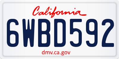 CA license plate 6WBD592