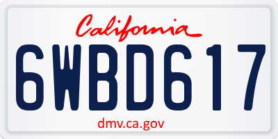 CA license plate 6WBD617