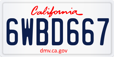 CA license plate 6WBD667
