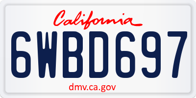 CA license plate 6WBD697
