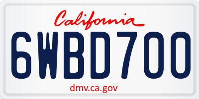 CA license plate 6WBD700