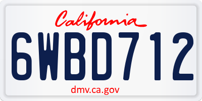 CA license plate 6WBD712