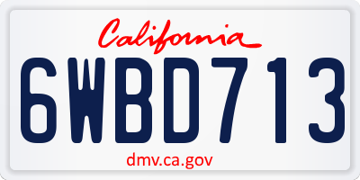 CA license plate 6WBD713