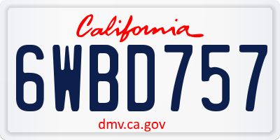 CA license plate 6WBD757