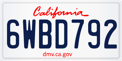 CA license plate 6WBD792