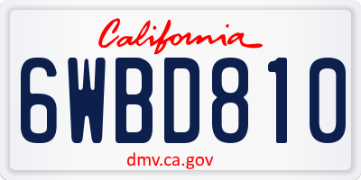 CA license plate 6WBD810