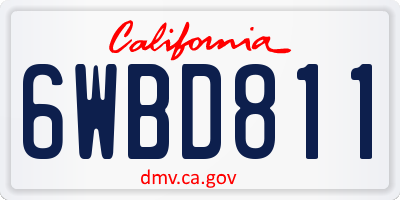 CA license plate 6WBD811