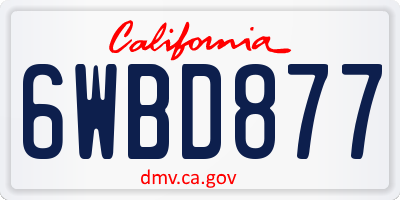 CA license plate 6WBD877
