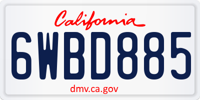 CA license plate 6WBD885