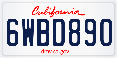 CA license plate 6WBD890