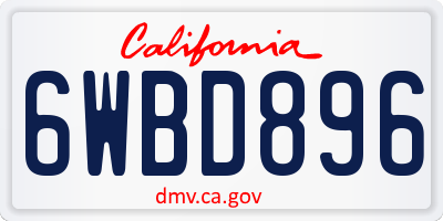 CA license plate 6WBD896