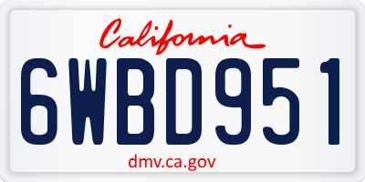 CA license plate 6WBD951