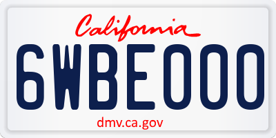 CA license plate 6WBE000
