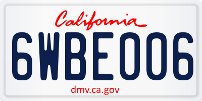 CA license plate 6WBE006