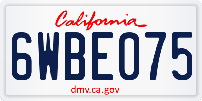 CA license plate 6WBE075