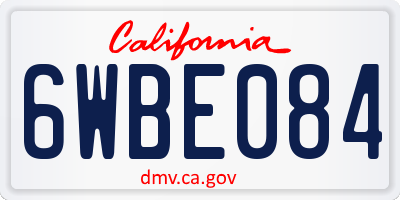 CA license plate 6WBE084