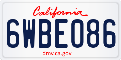 CA license plate 6WBE086