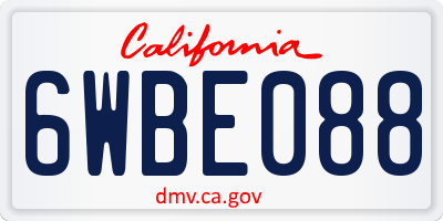 CA license plate 6WBE088