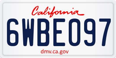 CA license plate 6WBE097