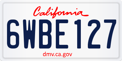 CA license plate 6WBE127