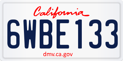 CA license plate 6WBE133