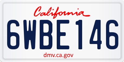 CA license plate 6WBE146