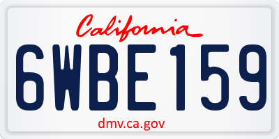 CA license plate 6WBE159