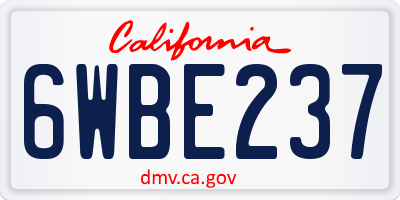 CA license plate 6WBE237