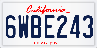 CA license plate 6WBE243