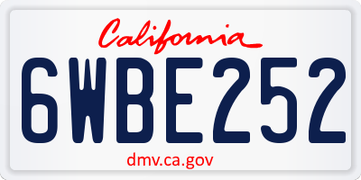 CA license plate 6WBE252