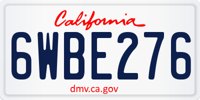 CA license plate 6WBE276