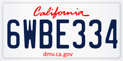 CA license plate 6WBE334