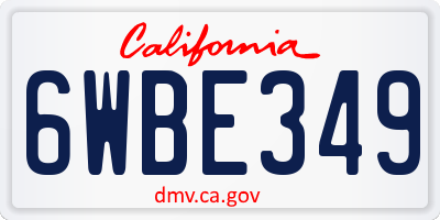 CA license plate 6WBE349