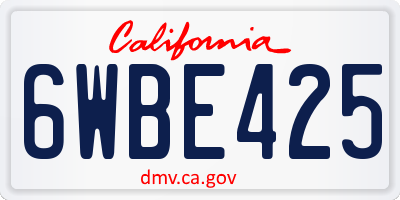 CA license plate 6WBE425