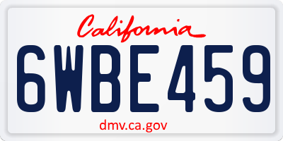 CA license plate 6WBE459
