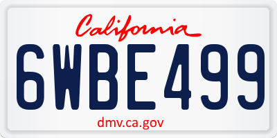 CA license plate 6WBE499