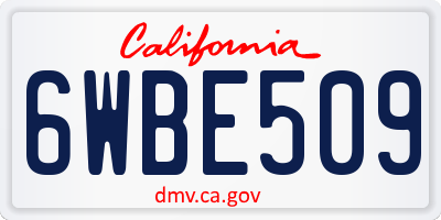 CA license plate 6WBE509