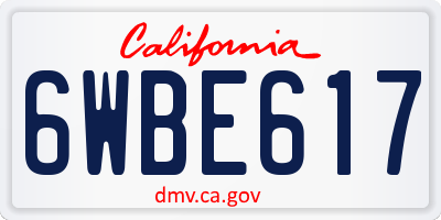 CA license plate 6WBE617