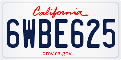 CA license plate 6WBE625
