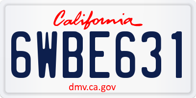 CA license plate 6WBE631