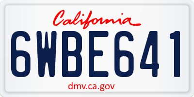 CA license plate 6WBE641