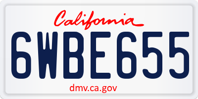 CA license plate 6WBE655